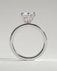Shiloh - Round Claw Solitaire with Flat Cigar Band and Hidden Halo Engagement Ring - 18k White Gold High Setting