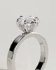 Shiloh - Round Claw Solitaire with Flat Cigar Band and Hidden Halo Engagement Ring - 18k White Gold High Setting