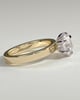 Shiloh - Round Claw Solitaire with Flat Cigar Band and Hidden Halo Engagement Ring - 18k Yellow Gold / 18k White Gold High Setting