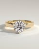 Shiloh - Round Claw Solitaire with Flat Cigar Band and Hidden Halo Engagement Ring - 18k Yellow Gold High Setting