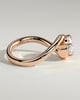 Shirley - Elongated Cushion East West Claw Solitaire with Wave Band Engagement Ring - 18k Rose Gold