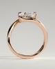 Shirley - Elongated Cushion East West Claw Solitaire with Wave Band Engagement Ring - 18k Rose Gold