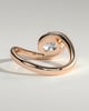 Shirley - Elongated Cushion East West Claw Solitaire with Wave Band Engagement Ring - 18k Rose Gold