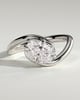 Shirley - Elongated Cushion East West Claw Solitaire with Wave Band Engagement Ring - 18k White Gold