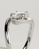 Shirley - Elongated Cushion East West Claw Solitaire with Wave Band Engagement Ring - 18k White Gold