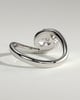 Shirley - Elongated Cushion East West Claw Solitaire with Wave Band Engagement Ring - 18k White Gold