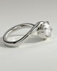 Shirley - Elongated Cushion East West Claw Solitaire with Wave Band Engagement Ring - 18k White Gold