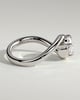 Shirley - Elongated Cushion East West Claw Solitaire with Wave Band Engagement Ring - 18k White Gold