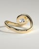 Shirley - Elongated Cushion East West Claw Solitaire with Wave Band Engagement Ring - 18k Yellow Gold