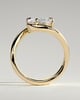 Shirley - Elongated Cushion East West Claw Solitaire with Wave Band Engagement Ring - 18k Yellow Gold