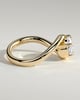 Shirley - Elongated Cushion East West Claw Solitaire with Wave Band Engagement Ring - 18k Yellow Gold