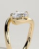 Shirley - Elongated Cushion East West Claw Solitaire with Wave Band Engagement Ring - 18k Yellow Gold