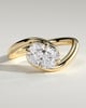 Shirley - Elongated Cushion East West Claw Solitaire with Wave Band Engagement Ring - 18k Yellow Gold