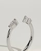 Sky - Marquise Accent Stone Open Band Wedding Ring - 18k White Gold