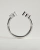 Sky - Marquise Accent Stone Open Band Wedding Ring - 18k White Gold
