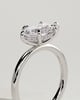 Sonnet - Marquise East West Claw Solitaire with Hidden Halo Engagement Ring - 18k White Gold High Setting