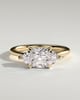 Sonnet - Marquise East West Claw Solitaire with Hidden Halo Engagement Ring - 18k Yellow Gold High Setting
