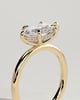 Sonnet - Marquise East West Claw Solitaire with Hidden Halo Engagement Ring - 18k Yellow Gold High Setting
