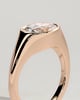 Sophie - Oval East West Bezel Solitaire with Signet Band Engagement Ring - 18k Rose Gold