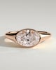 Sophie - Oval East West Bezel Solitaire with Signet Band Engagement Ring - 18k Rose Gold