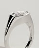 Sophie - Oval East West Bezel Solitaire with Signet Band Engagement Ring - 18k White Gold