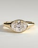 Sophie - Oval East West Bezel Solitaire with Signet Band Engagement Ring - 18k Yellow Gold