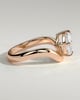 Taryn - Elongated Cushion East West Claw Solitaire with Wave Band Engagement Ring - 18k Rose Gold