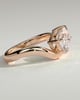 Taryn - Elongated Cushion East West Claw Solitaire with Wave Band Engagement Ring - 18k Rose Gold