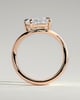 Taryn - Elongated Cushion East West Claw Solitaire with Wave Band Engagement Ring - 18k Rose Gold