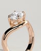 Taryn - Elongated Cushion East West Claw Solitaire with Wave Band Engagement Ring - 18k Rose Gold