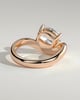 Taryn - Elongated Cushion East West Claw Solitaire with Wave Band Engagement Ring - 18k Rose Gold