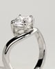 Taryn - Elongated Cushion East West Claw Solitaire with Wave Band Engagement Ring - 18k White Gold