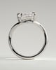 Taryn - Elongated Cushion East West Claw Solitaire with Wave Band Engagement Ring - 18k White Gold