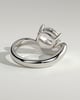Taryn - Elongated Cushion East West Claw Solitaire with Wave Band Engagement Ring - 18k White Gold
