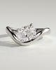 Taryn - Elongated Cushion East West Claw Solitaire with Wave Band Engagement Ring - 18k White Gold