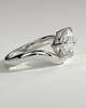 Taryn - Elongated Cushion East West Claw Solitaire with Wave Band Engagement Ring - 18k White Gold