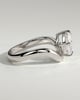 Taryn - Elongated Cushion East West Claw Solitaire with Wave Band Engagement Ring - 18k White Gold