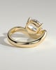 Taryn - Elongated Cushion East West Claw Solitaire with Wave Band Engagement Ring - 18k Yellow Gold