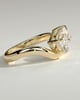 Taryn - Elongated Cushion East West Claw Solitaire with Wave Band Engagement Ring - 18k Yellow Gold