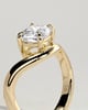 Taryn - Elongated Cushion East West Claw Solitaire with Wave Band Engagement Ring - 18k Yellow Gold
