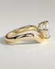 Taryn - Elongated Cushion East West Claw Solitaire with Wave Band Engagement Ring - 18k Yellow Gold