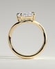Taryn - Elongated Cushion East West Claw Solitaire with Wave Band Engagement Ring - 18k Yellow Gold