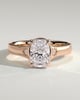 Taylor - Elongated Cushion 4 Claw Solitaire with Bezel Frame and Star Set Accent Stones and Milgrain Engagement Ring - 18k Rose Gold