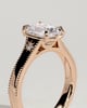 Taylor - Elongated Cushion 4 Claw Solitaire with Bezel Frame and Star Set Accent Stones and Milgrain Engagement Ring - 18k Rose Gold