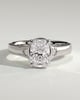 Taylor - Elongated Cushion 4 Claw Solitaire with Bezel Frame and Star Set Accent Stones and Milgrain Engagement Ring - 18k White Gold