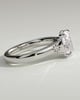 Taylor - Elongated Cushion 4 Claw Solitaire with Bezel Frame and Star Set Accent Stones and Milgrain Engagement Ring - 18k White Gold