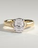 Taylor - Vintage Style Elongated Cushion Claw Solitaire with Bezel Frame and Star Set Accent Stones and Milgrain Engagement Ring - 18k Yellow Gold / 18k White Gold