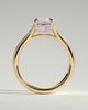 Taylor - Vintage Style Elongated Cushion Claw Solitaire with Bezel Frame and Star Set Accent Stones and Milgrain Engagement Ring - 18k Yellow Gold / 18k White Gold