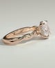 Trinity - Oval 4 Claw Solitaire with Twisted Band Engagement Ring - 18k Rose Gold