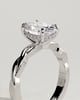 Trinity - Oval 4 Claw Solitaire with Twisted Band Engagement Ring - 18k White Gold